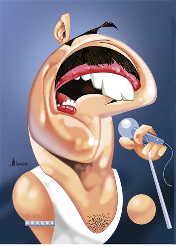 Cartoon: Freddie Mercury (medium) by Ulisses-araujo tagged freddie,mercury,caricature