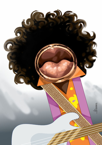 Cartoon: Jimi Hendrix (medium) by Ulisses-araujo tagged jimi,hendrix