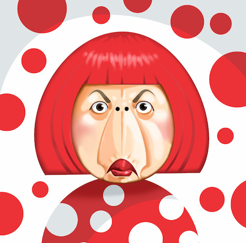 Cartoon: Yayoi Kusama (medium) by Ulisses-araujo tagged yayoi,kusama