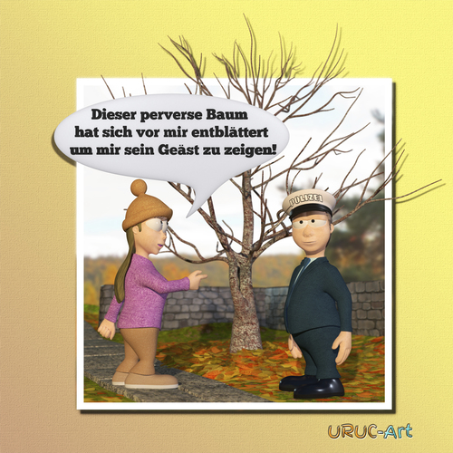 Cartoon: Entblättert (medium) by uruc-art tagged baum,natur,pervers,uruc,art,polizei,frauen