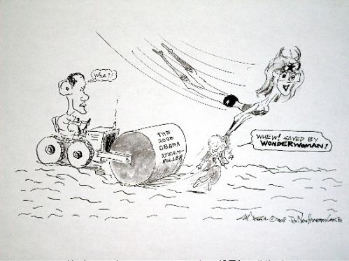 Cartoon: Whew! (medium) by Mike Dater tagged sarah,obama,mccain