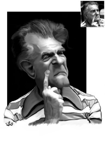 Cartoon: Adrian Marino (medium) by handren khoshnaw tagged khoshnaw,handren,writer,romania,marino,adrian,caricature