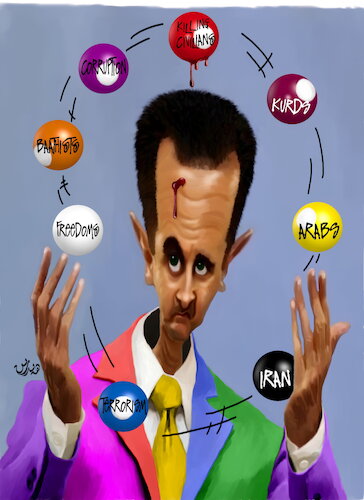 Cartoon: Bashar Alassad (medium) by handren khoshnaw tagged handren,khoshnaw