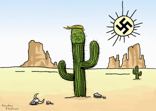 Cartoon: Donald Trump a cactus plant (medium) by handren khoshnaw tagged donald,trump,cartoon,cactus,desert,racist,handren,khoshnaw