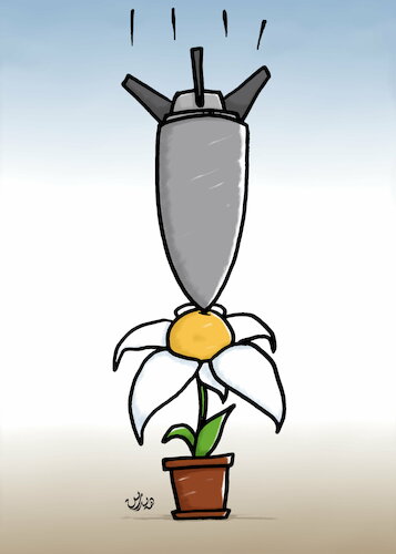 Cartoon: missile and flower cartoon (medium) by handren khoshnaw tagged handren,khoshnaw,cartoon,caricature,war,peace,missile,flower,ukraine,russia,putin