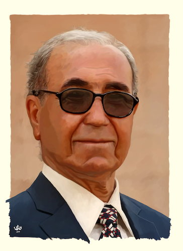 Cartoon: portrait of Talaat Saman (medium) by handren khoshnaw tagged handren,khoshnaw,talaat,saman,theator,director,kurd,kurdistan,writer