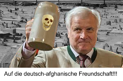 Cartoon: Falsche Freundschaft (medium) by Aneli Fiebach tagged politik,geschichte,sozialkunde,seehofer,merkel,mass