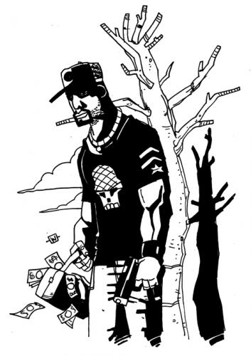 Cartoon: Militar Thug (medium) by ertitomontana tagged military,thug,blood,irak,afganistan,gun,dollar