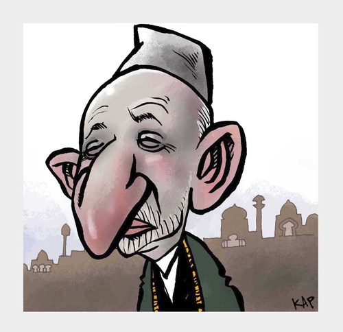 Cartoon: Karzai (medium) by kap tagged hamid,karzai,afganistan,afghanistan,taliban,caricature,kap