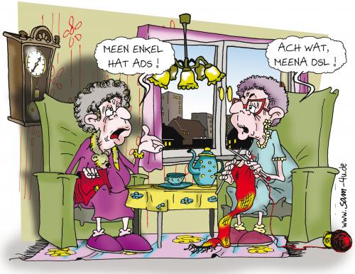 Cartoon: ads-dsl (medium) by sam tagged character,frau,mann,sam,kinder,bunt,lustig,familie,werbung