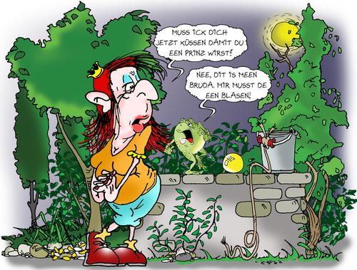 Cartoon: froschkönig (medium) by sam tagged märchen,liebe,bunt,cartoon,mann,frau,beziehung