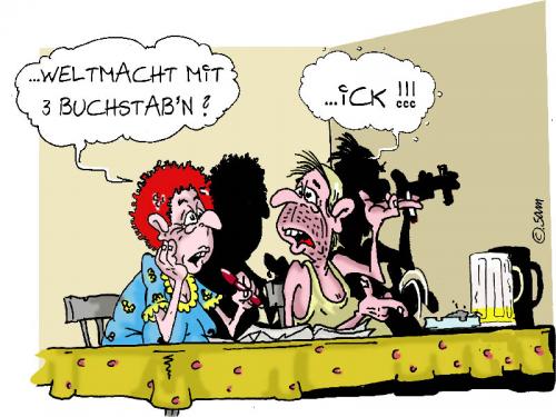 Cartoon: weltmacht (medium) by sam tagged beziehung,frau,mann,character,cartoon,home,kinder,beziehung,frau,mann,character,cartoon,home,kinder