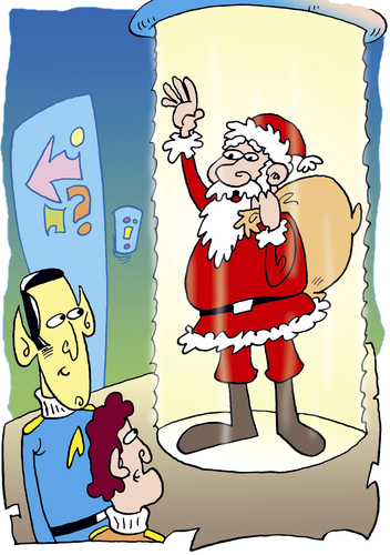 Cartoon: Weihnachten (medium) by astaltoons tagged weihnachten,weihnachtsmann,spok,enterprise,weltraum,beamen