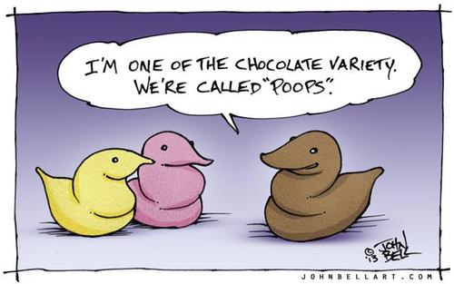 Cartoon: Poops! (medium) by JohnBellArt tagged peeps,poop,poops,easter,candy,sugar,treat,cartoon,john,bell