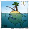 Cartoon: Desert Island Fishing (small) by JohnBellArt tagged desert,island,fishing,fish,hook,danger,lure,predator,prey,palm,tree