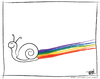 Cartoon: Leave Your Mark in the World (small) by JohnBellArt tagged snail,trail,rainbow,color,mark,world,leave