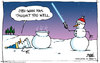 Cartoon: Light Saber (small) by JohnBellArt tagged snowman,light,saber,cut,slice,funny,cartoon,obi,wan