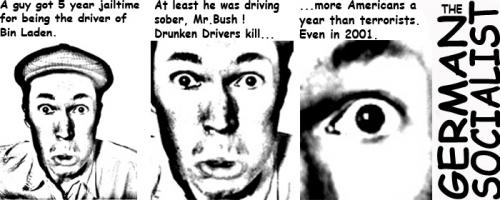 Cartoon: Bin Ladens Driver (medium) by the german socialist tagged bin,laden,bush,drivers,drunk,drunken,jail,time,dui,kill,sober,five,year,german,socialist