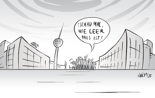 Cartoon: Alle zu Hause 1 (medium) by INovumI tagged corona,presse,foto,leer,platz,medien