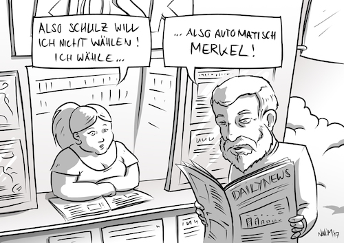 Cartoon: Automatisch Merkel (medium) by INovumI tagged merkel,schulz,wahlen,btw2017