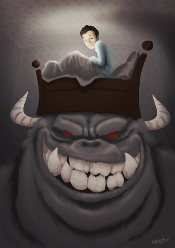 Cartoon: Das Monster unter dem Bett (medium) by INovumI tagged monster,bett,angst