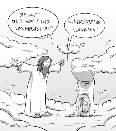 Cartoon: Die Welt steht Kopf (medium) by INovumI tagged gott,jesus,welt,steht,kopf,perspektive