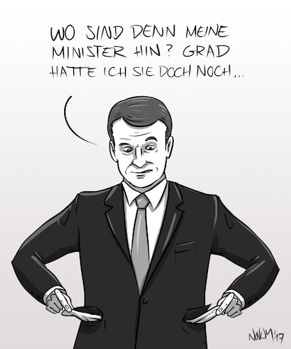 Cartoon: Macron verliert Minister (medium) by INovumI tagged emmanuel,macron,justizminister,francois,bayrou,europaministerin,marielle,de,sarnez,scheinbeschaeftigung,verteidigungsministerin,sylvie,goulard,ruecktritt