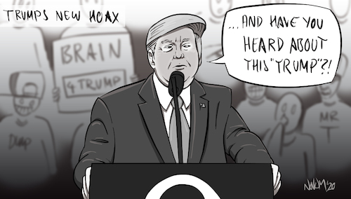 Cartoon: Trumps new hoax (medium) by INovumI tagged trump,hoax,corona