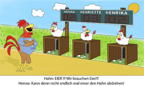 Cartoon: Eier!!! Wir brauchen Eier!!! (medium) by noseart tagged huehnerhof,eier
