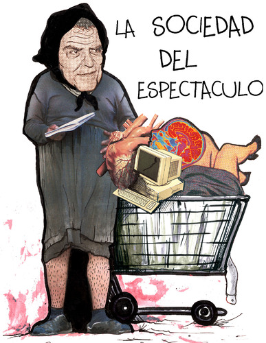 Cartoon: la sociedad del espectaculo (medium) by MONO ESTEPARIO tagged collage,guy,debord,espectaculo