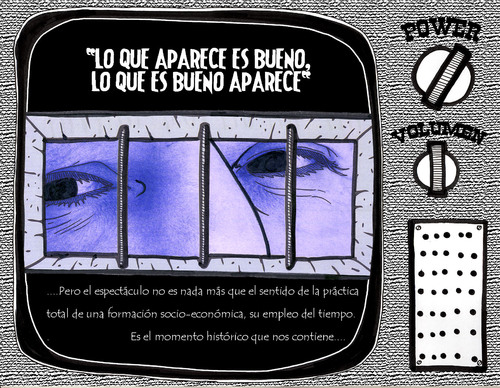Cartoon: la sociedad del espectaculo (medium) by MONO ESTEPARIO tagged collage,guy,debord,espectaculo