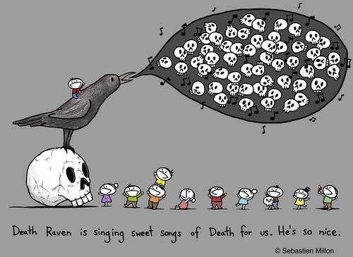 Cartoon: Death Raven (medium) by sebreg tagged death,raven,dark,humor,macabre,silly,skull