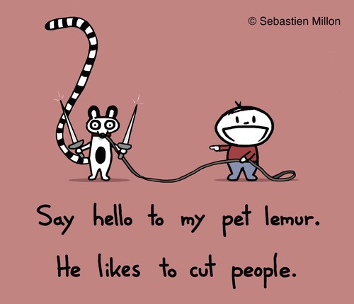 Cartoon: My Pet Lemur (medium) by sebreg tagged lemur,silly,humor,cartoon,knives