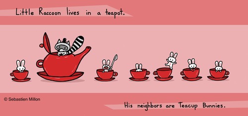 Cartoon: Neighbors (medium) by sebreg tagged raccoon,rabbit,bunny,silly,fun,humor,cute,children