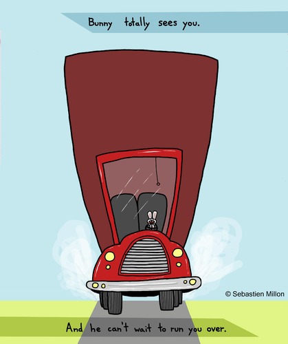 Cartoon: Truck Drivin Bunny (medium) by sebreg tagged bunny,rabbit,macabre,silly,humor,dark,truck