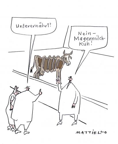 Cartoon: Magermilchkuh (medium) by Mattiello tagged fragen,kuh,bauernhof,milch,nahrungsmittel,essen,landwirtschaft,ernährung,wissen,ernährung,nahrung,essen,milch,landwirtschaft,nahrungsmittel,bauernhof,kuh,milchkuh,bauer,unterernährt,magersucht,magersüchtig,gentechnik,gene,genmanipulation,biologie,evolution,magermilch,mager,dünn,abgemagert,fütterung,futter,tierschutz,tierquälerei,natur,tiere