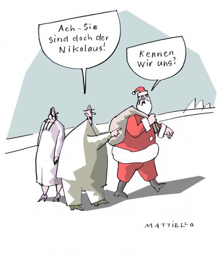 Cartoon: Anfrage (medium) by Mattiello tagged nikolaus,weihnachten,weihnacht,heiligabend,jahreszeit,winter,fest,tradition,kultur,weihnachtsmann,nikolaus,passanten,wiedererkennen,kontakt,treffen,kennen,ansprechen,anmache,flirt,flirten