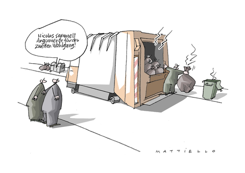 Cartoon: Argumente (medium) by Mattiello tagged frankreich,präsidentsschaftswahlen,sarkosy,hollande,frankreich,präsidentsschaftswahlen,sarkosy,hollande