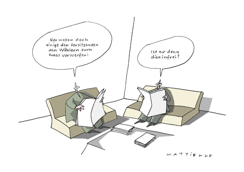 Cartoon: Frass (medium) by Mattiello tagged vorsitzender,dioxin,vorsitzender,dioxin