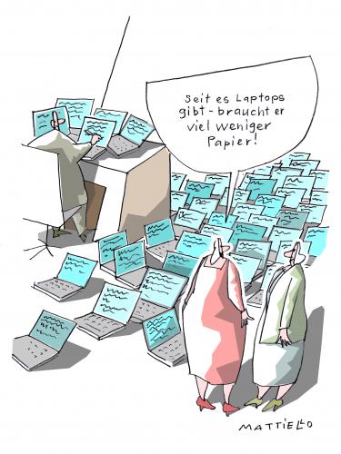 Cartoon: Laptops (medium) by Mattiello tagged computer,rechner,laptop,papierloses,büro,computer,pc,rechner,technik,technologie,informationsgesellschaft,fortschritt,entwicklung,büro,firma,unternehmen,papier,ersatz,papierlos,laptop,notebook,schreiben,text,tastatur,tippen