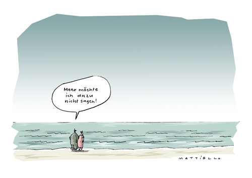 Cartoon: Meer (medium) by Mattiello tagged meer,paar,strand,erklärung,meer,paar,strand,erklärung,liebe,beziehung,aussicht,urlaub,mann,frau