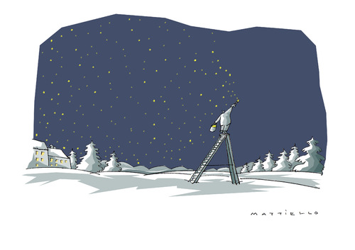 Cartoon: Nachtschicht (medium) by Mattiello tagged himmel,sterne,nacht,mattiello,himmel,sterne,nacht,weihnachten,winter,jahreszeit,sternenhimmel,anmalen,malen,dekoration,deko