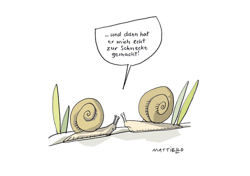 Cartoon: Schnecke (medium) by Mattiello tagged liebesleid,paar,beziehung,schnecken,liebesfreud,schnecke,weichtier,tier,tiere,schnecken,beziehung,partnerschaft,paar,liebe,runtermachen,streit,krach,ehe,ehekrise