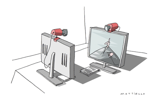 Cartoon: Videokonferenz (medium) by Mattiello tagged videokonferenz,kommunikation,videokonferenz,kommunikation,video,meeting,konferenz,digital,technik,fortschritt,entwicklung,zukunft
