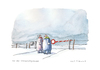 Cartoon: An der Schneefallgrenze (small) by Mattiello tagged mann,frau,winter,schnee,klima,umwelt,kälte,grenzen