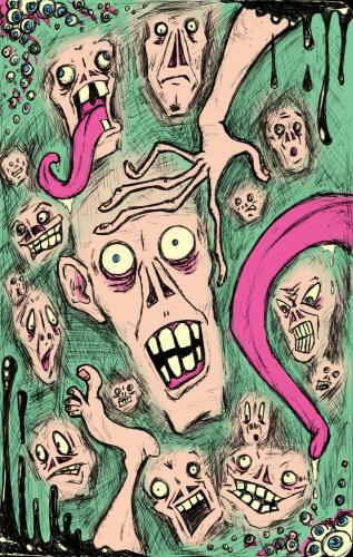 Cartoon: Faces (medium) by bigdaddystovetop tagged faces,grotesque,ugly,scary,funny,strange