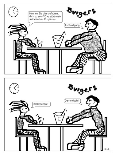 Cartoon: Eine Frage des Willens (medium) by Edzard von Keitz tagged dick,sein,abnehmen,willen,fastfood,hamburger,cola