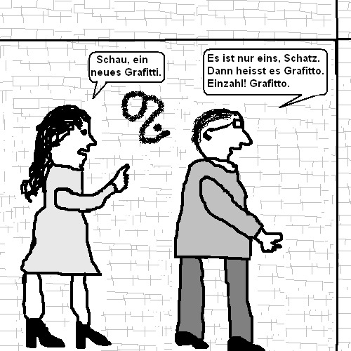 Cartoon: Italienisch für Anfänger (medium) by Edzard von Keitz tagged italienisch,mann,frau,restaurant,grafitto,grafitti,espresso,espressi,spagetto,spagetti,ficki,ficko,einzahl,mehrzahl