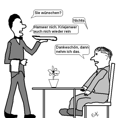 Cartoon: Nichts (medium) by Edzard von Keitz tagged mann,kellner,restaurant,nicht,hamwer,nichts,nihilismus