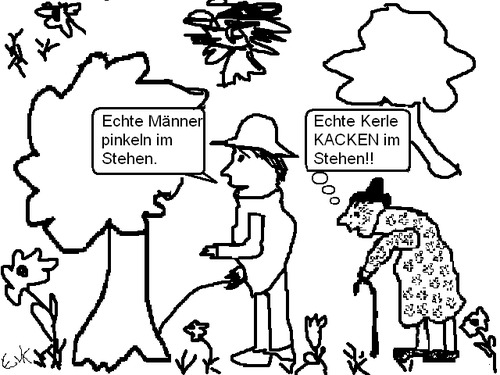 Cartoon: Wahre Männer (medium) by Edzard von Keitz tagged echte,männer,pinkeln,im,stehen,wahre,kerle,kacken